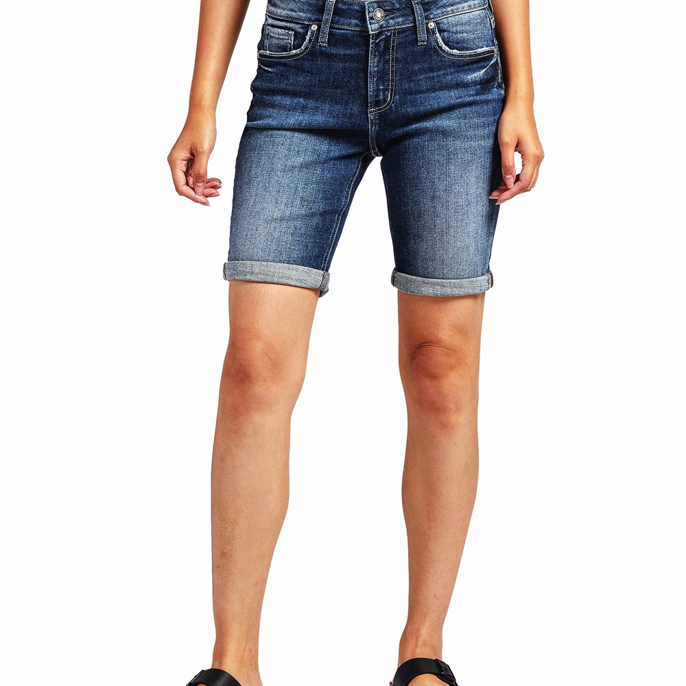 NWOTS **SILVER** Elyse  Denim Bermuda Shorts.